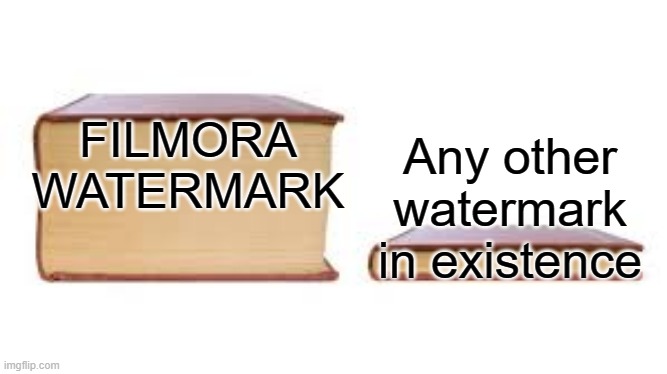 Filmora watermark be like | FILMORA WATERMARK; Any other watermark in existence | image tagged in big book small book | made w/ Imgflip meme maker
