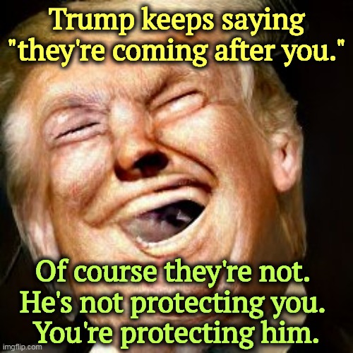 He's using you. | Trump keeps saying "they're coming after you."; Of course they're not. 
He's not protecting you. 
You're protecting him. | image tagged in trump,using,you,shield,against,justice | made w/ Imgflip meme maker