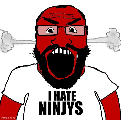 Angry soyjak | I HATE NINJYS | image tagged in angry soyjak | made w/ Imgflip meme maker