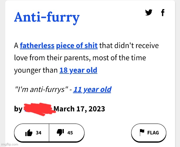 Like how it mentions that anti-furries are fatherless | image tagged in anti furry,urban dictionary,funny | made w/ Imgflip meme maker