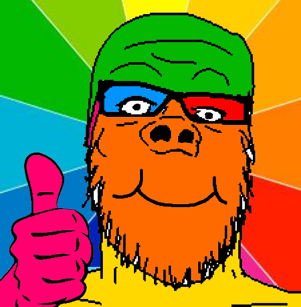 Colorful soyjak thumbs up Blank Meme Template