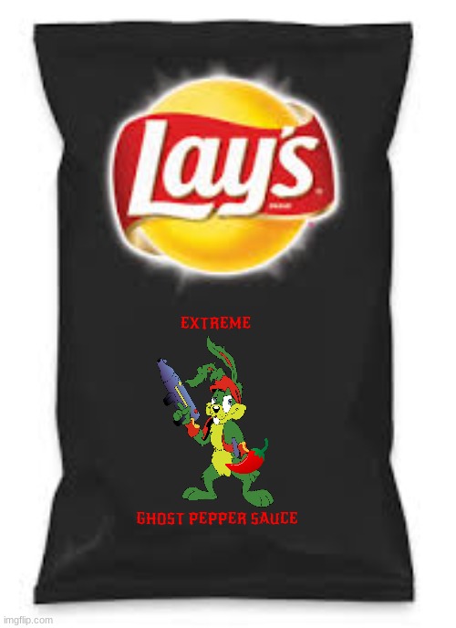 rejected potato chip flavors part 4 | EXTREME; GHOST PEPPER SAUCE | image tagged in lays do us a flavor blank black,fake,ghost pepper,potato chips,rejected | made w/ Imgflip meme maker