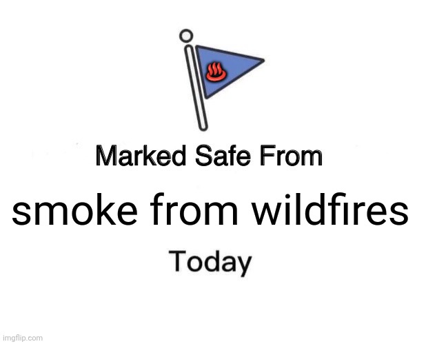 Marked Safe From Meme | ♨️; smoke from wildfires | image tagged in memes,fire,safety | made w/ Imgflip meme maker