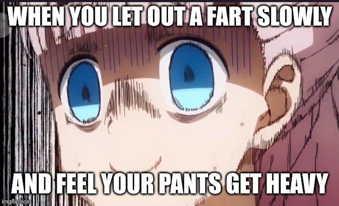 Frick | WHEN YOU LET OUT A FART SLOWLY; AND FEEL YOUR PANTS GET HEAVY | image tagged in chika internal screaming | made w/ Imgflip meme maker