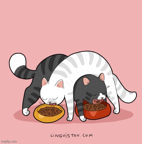 A Cat's Way Of Thinking | image tagged in memes,comics/cartoons,cats,crossover,eating,style | made w/ Imgflip meme maker