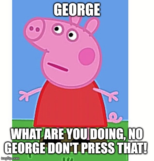 Pepa pig | GEORGE WHAT ARE YOU DOING, NO GEORGE DON'T PRESS THAT! | image tagged in pepa pig | made w/ Imgflip meme maker