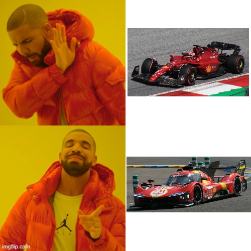 F1 vs WEC | image tagged in memes,drake hotline bling | made w/ Imgflip meme maker