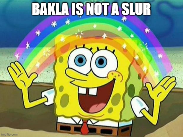 spongebob rainbow | BAKLA IS NOT A SLUR | image tagged in spongebob rainbow | made w/ Imgflip meme maker