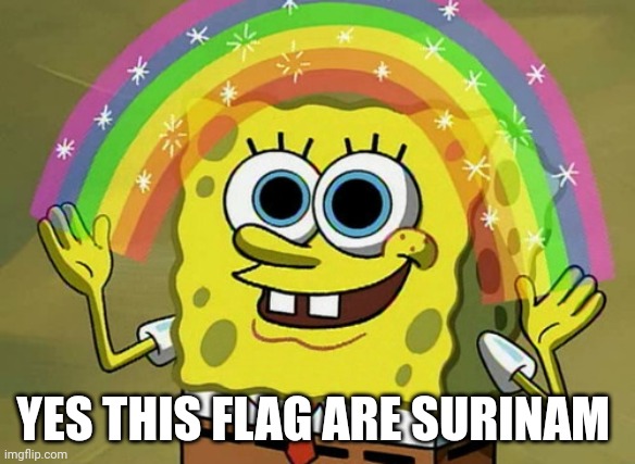 Imagination Spongebob Meme | YES THIS FLAG ARE SURINAM | image tagged in memes,imagination spongebob | made w/ Imgflip meme maker