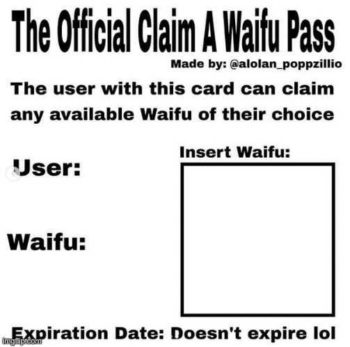 What the hell is this? | image tagged in official claim a waifu pass | made w/ Imgflip meme maker