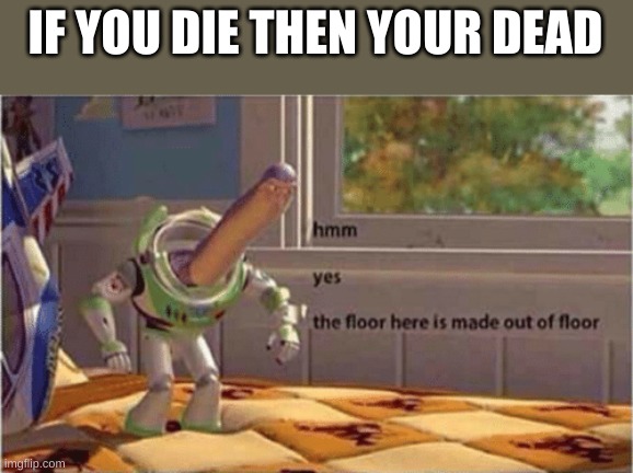 true | IF YOU DIE THEN YOUR DEAD | image tagged in hmm yes the floor here is made out of floor | made w/ Imgflip meme maker