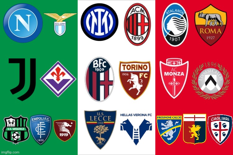 all 20 Serie A teams for 2023-2024 edition. | image tagged in serie a,inter,napoli,lazio,ac milan,calcio | made w/ Imgflip meme maker