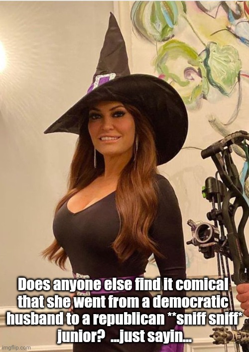 Witchy Gargoyle | Does anyone else find it comical 
that she went from a democratic 
husband to a republican **sniff sniff*
junior?  ...just sayin... | image tagged in kimberly guilfoyle - witch rich bitch traitor,hilarious | made w/ Imgflip meme maker