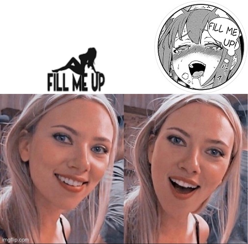 Fill her up | image tagged in smiling blonde girl,get to know fill in the blank,gas | made w/ Imgflip meme maker