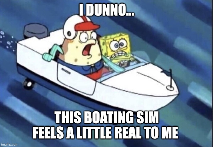 A little real | I DUNNO... THIS BOATING SIM FEELS A LITTLE REAL TO ME | image tagged in bad driving | made w/ Imgflip meme maker