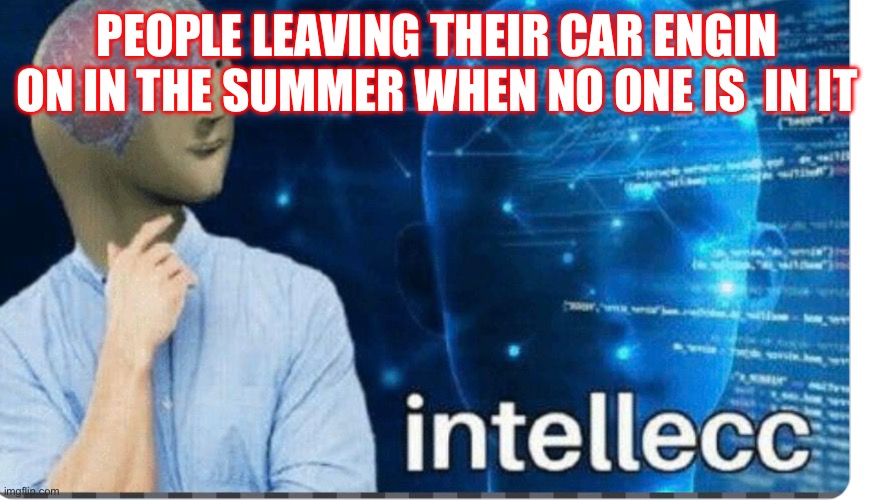PEOPLE LEAVING THEIR CAR ENGIN ON IN THE SUMMER WHEN NO ONE IS  IN IT | image tagged in intelligence | made w/ Imgflip meme maker