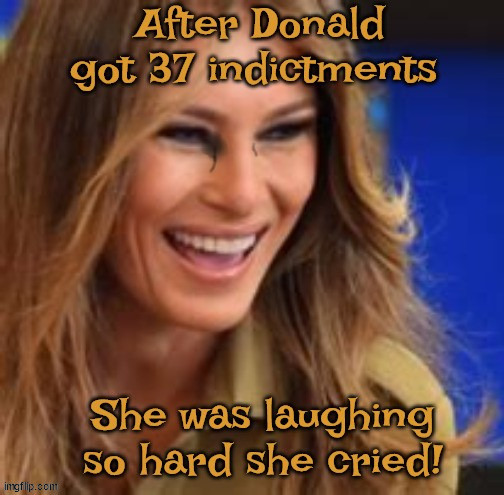 Melania Trump boo hoo | image tagged in melania trump,donald trump,liar,37 indictments,blank red maga hat,big lie | made w/ Imgflip meme maker
