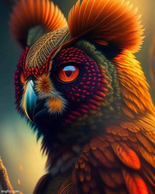 Colorful Owl | image tagged in owls,colorful,birds,beautiful,awesome,pic | made w/ Imgflip meme maker