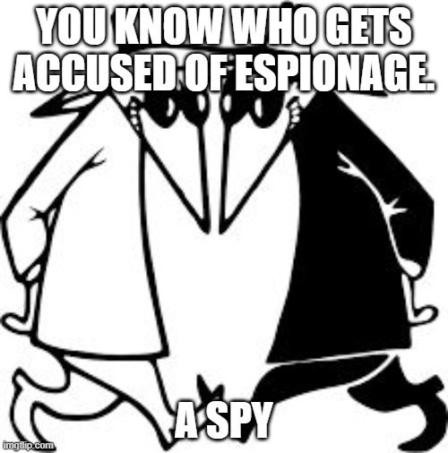 spy vs spy | YOU KNOW WHO GETS ACCUSED OF ESPIONAGE. A SPY | image tagged in spy vs spy | made w/ Imgflip meme maker