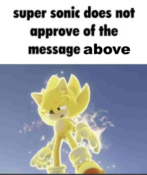 High Quality super sonic doesnt approve of the message above Blank Meme Template