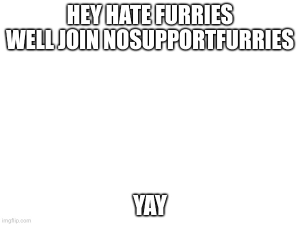 Join server | HEY HATE FURRIES WELL JOIN NOSUPPORTFURRIES; YAY | image tagged in anti furry,good soldiers follow orders | made w/ Imgflip meme maker