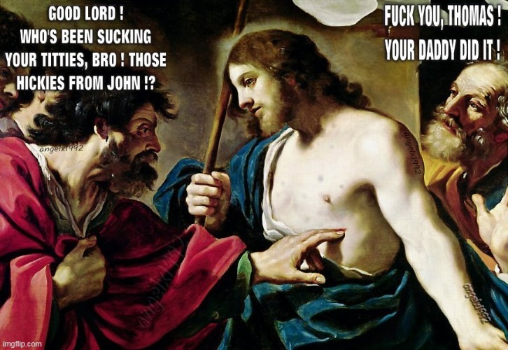 image tagged in jesus,lgbtq,gays,hickies,homosexuals,titties | made w/ Imgflip meme maker