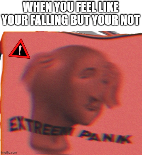 paniking for no reason | WHEN YOU FEEL LIKE YOUR FALLING BUT YOUR NOT | image tagged in extreem panik | made w/ Imgflip meme maker