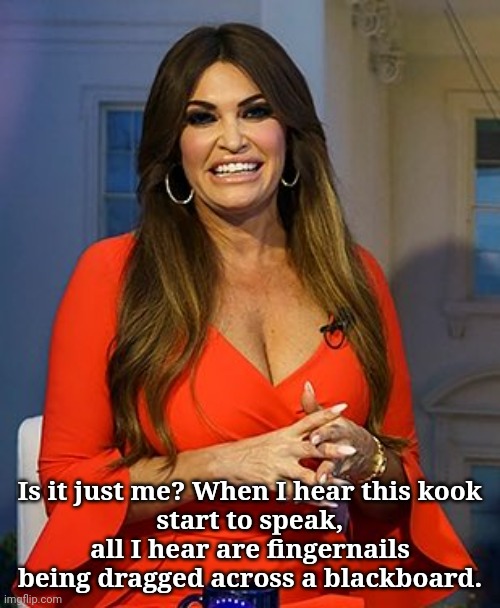 bimberly gargoyle | Is it just me? When I hear this kook
start to speak, all I hear are fingernails
being dragged across a blackboard. | image tagged in kimberly guilfoyle | made w/ Imgflip meme maker