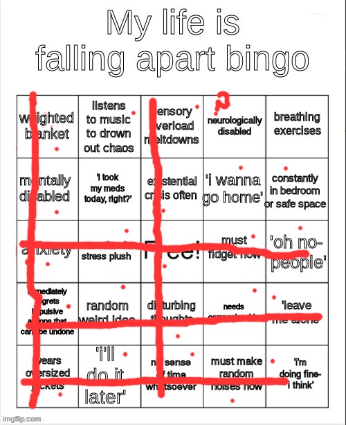 Damn- | image tagged in my life is falling apart bingo | made w/ Imgflip meme maker