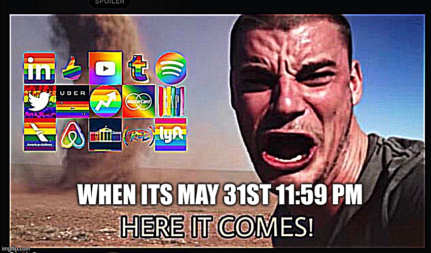 WHEN ITS MAY 31ST 11:59 PM | image tagged in pride | made w/ Imgflip meme maker