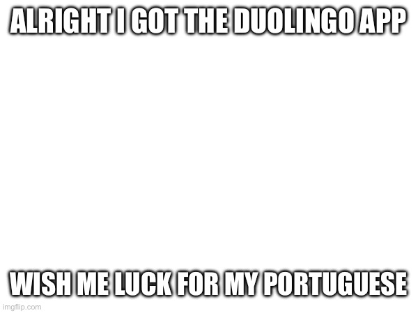 ALRIGHT I GOT THE DUOLINGO APP; WISH ME LUCK FOR MY PORTUGUESE | made w/ Imgflip meme maker