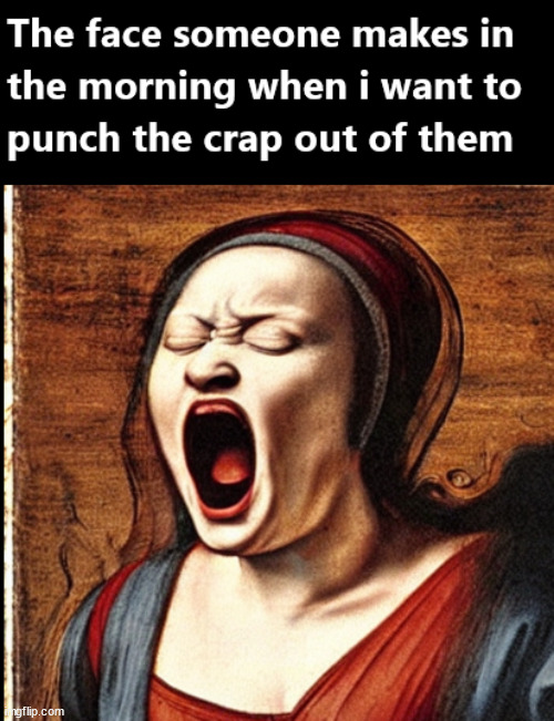 annoying morning face | image tagged in face punch,annoyed,funny memes,historical meme | made w/ Imgflip meme maker