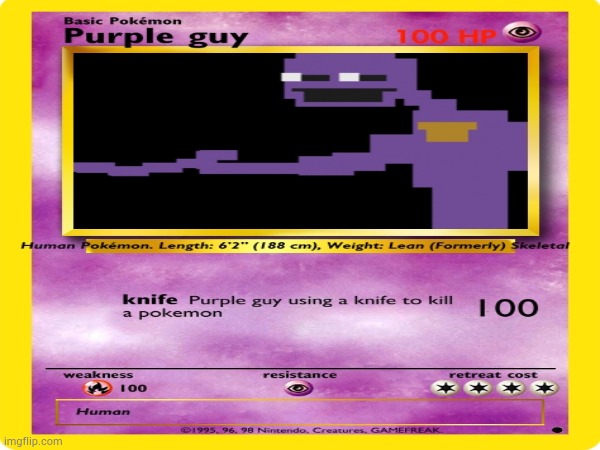 Purple guy pokemon card | image tagged in pokemon,purple guy | made w/ Imgflip meme maker