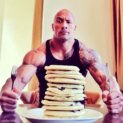 Imma draw my SCP oc (Epsilon-11 commander) eating pancakes like this | image tagged in dwayne johnson plate meme | made w/ Imgflip meme maker