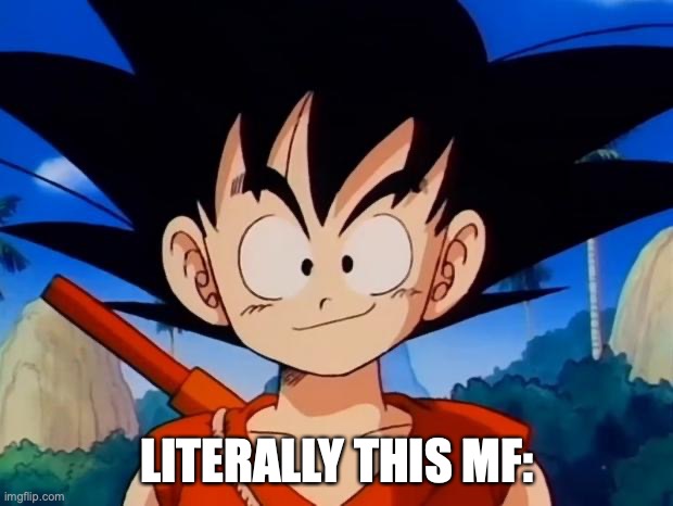 Kid Goku | LITERALLY THIS MF: | image tagged in kid goku | made w/ Imgflip meme maker