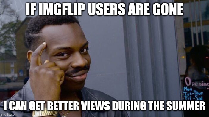 i will take advantage | IF IMGFLIP USERS ARE GONE; I CAN GET BETTER VIEWS DURING THE SUMMER | image tagged in memes,roll safe think about it | made w/ Imgflip meme maker