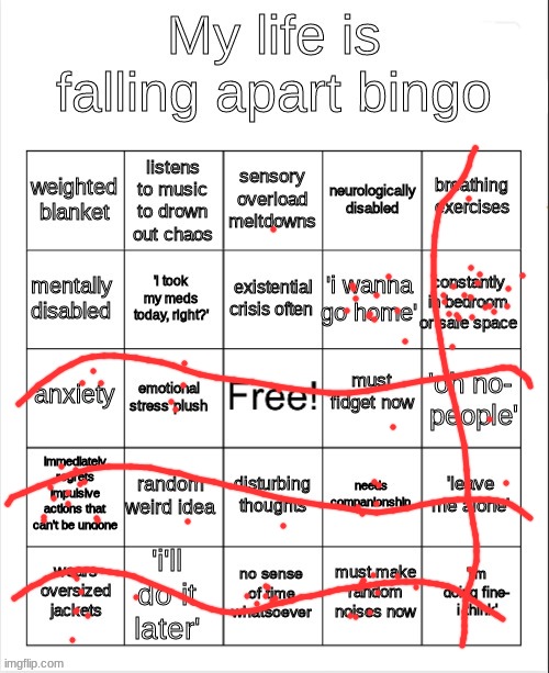 pingus | image tagged in my life is falling apart bingo | made w/ Imgflip meme maker