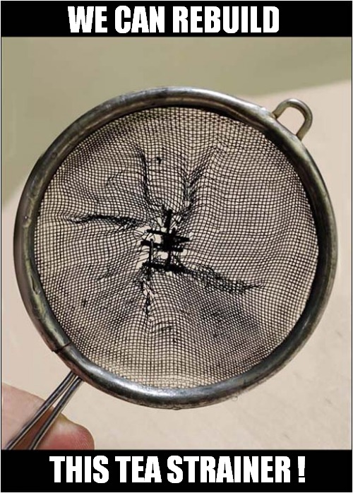 Where There's a Will, There's A Way ! | WE CAN REBUILD; THIS TEA STRAINER ! | image tagged in we can rebuild,tea strainer | made w/ Imgflip meme maker