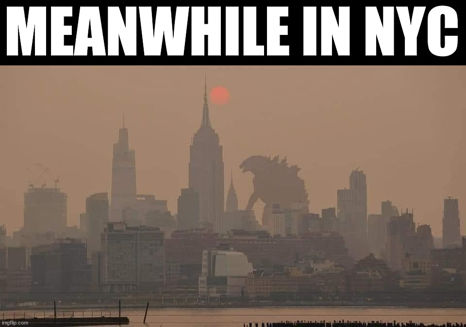 MEANWHILE IN NYC | image tagged in godzilla | made w/ Imgflip meme maker