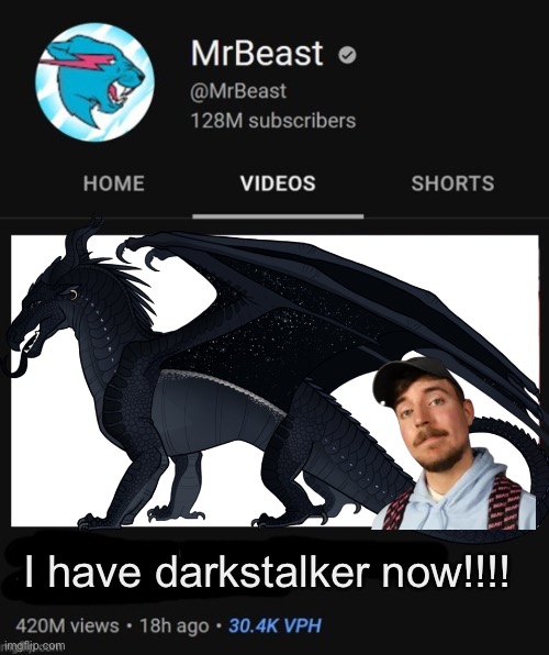 I have darkstalker now!!!! | image tagged in mrbeast | made w/ Imgflip meme maker