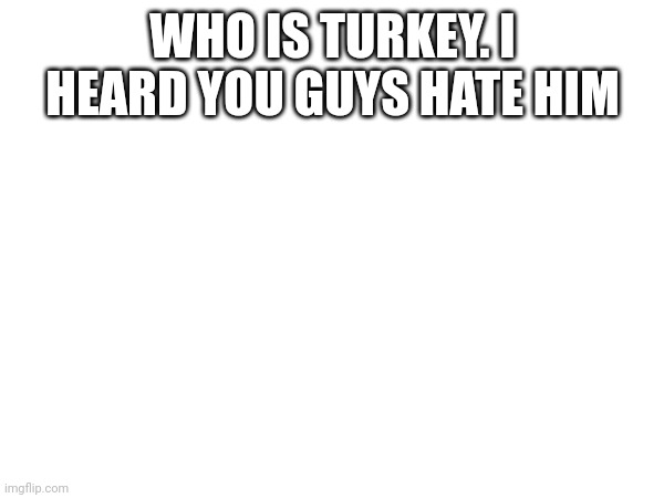 WHO IS TURKEY. I HEARD YOU GUYS HATE HIM | made w/ Imgflip meme maker