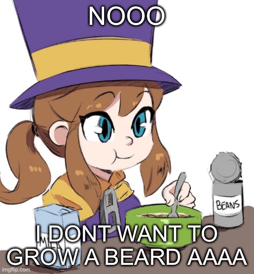 IMMA LOOK LIKE JACK BLACK :(( | NOOO; I DONT WANT TO GROW A BEARD AAAA | image tagged in hat kid beamns | made w/ Imgflip meme maker