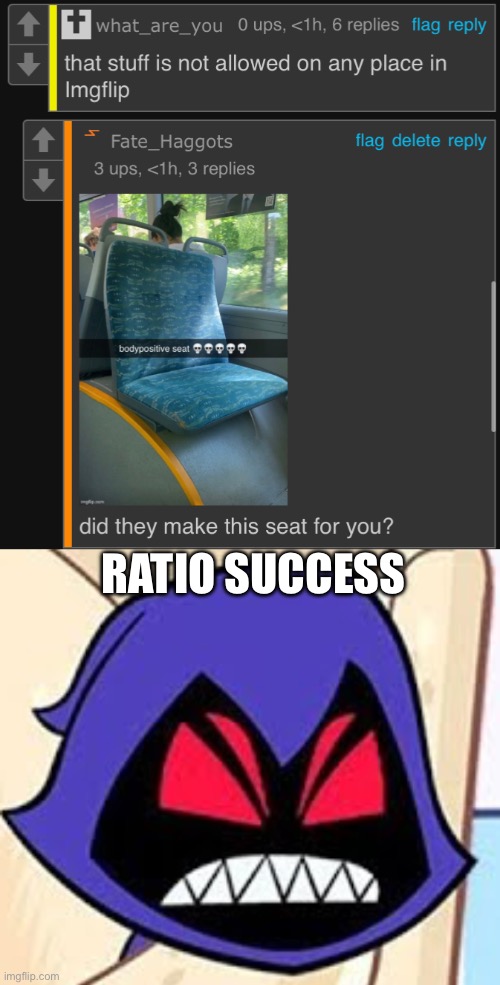 RATIO SUCCESS | image tagged in ratio,ratiooooooooooo | made w/ Imgflip meme maker