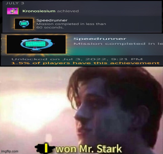 W | image tagged in funny,memes,mr strak,avengers,he won | made w/ Imgflip meme maker