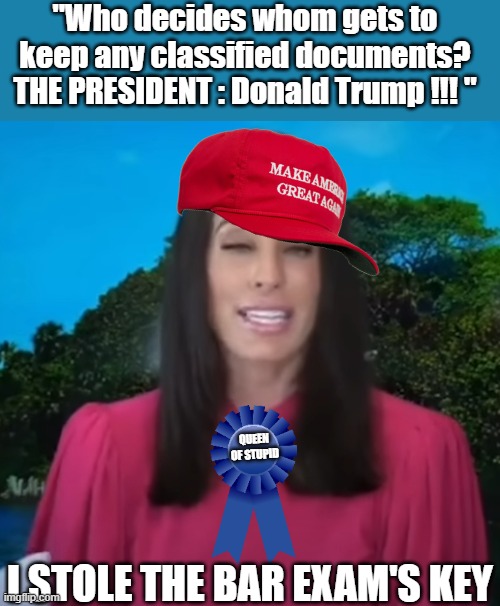 Chrissy Bobb: We'll use the Sovereign Citizen defense argument - can't fail !!! | "Who decides whom gets to keep any classified documents? THE PRESIDENT : Donald Trump !!! "; QUEEN OF STUPID; I STOLE THE BAR EXAM'S KEY | image tagged in sovereign citizen,traveling,not driving | made w/ Imgflip meme maker