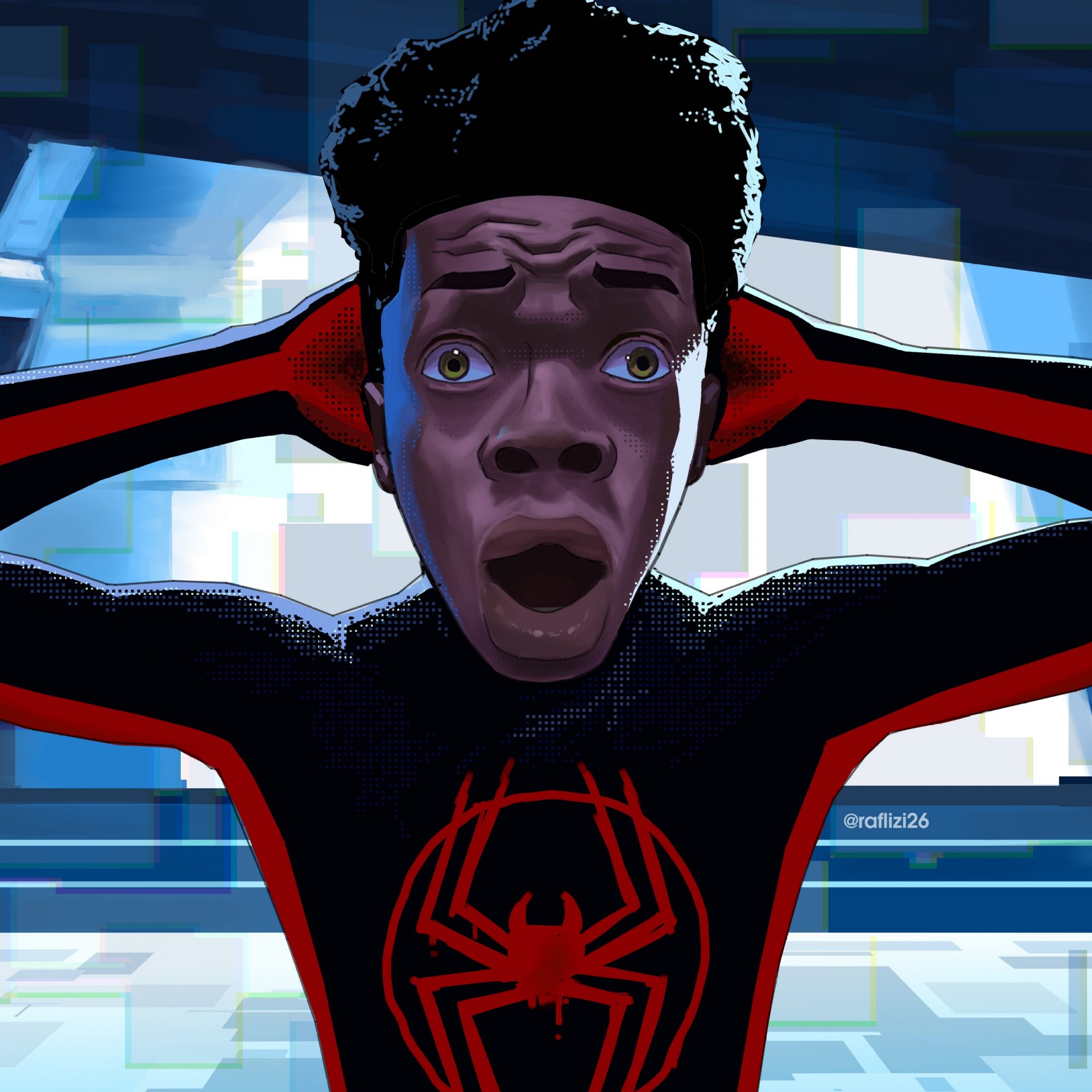 High Quality shocked miles morales Blank Meme Template
