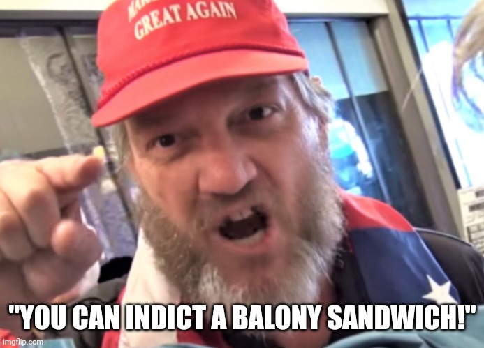 So they have AUDIO EVIDENCE of the sandwich? | "YOU CAN INDICT A BALONY SANDWICH!" | image tagged in angry trumper maga white supremacist | made w/ Imgflip meme maker