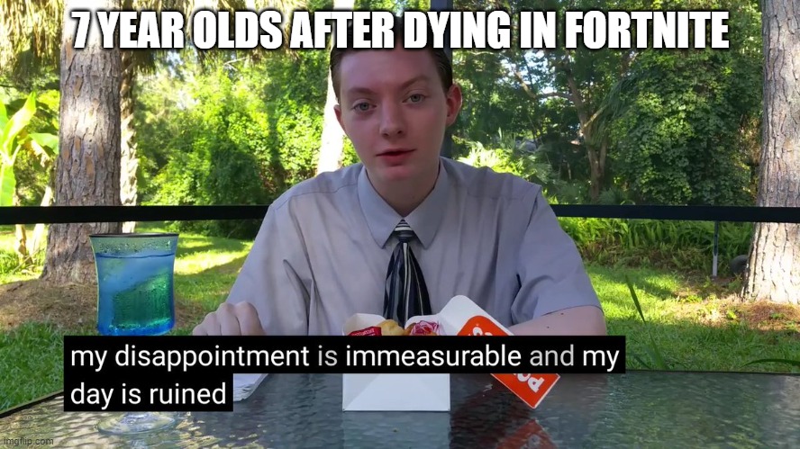 fr | 7 YEAR OLDS AFTER DYING IN FORTNITE | image tagged in my disappointment is immeasurable | made w/ Imgflip meme maker