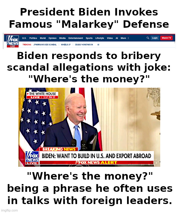 President Biden Invokes Famous "Malarkey" Defense | image tagged in joe biden,biden crime family,made in china,malarkey,government corruption | made w/ Imgflip meme maker