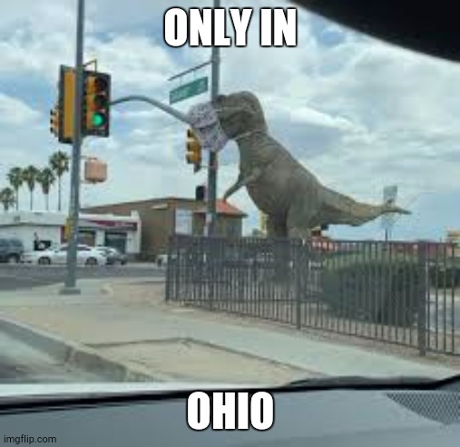 ONLY IN; OHIO | image tagged in only in ohio,dinosaur | made w/ Imgflip meme maker